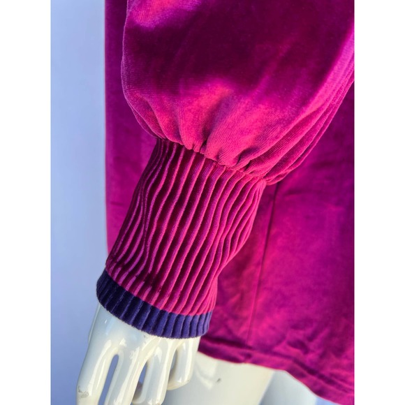 80s Magenta Long Sleeve Velvet Sweater - Picture 6 of 9